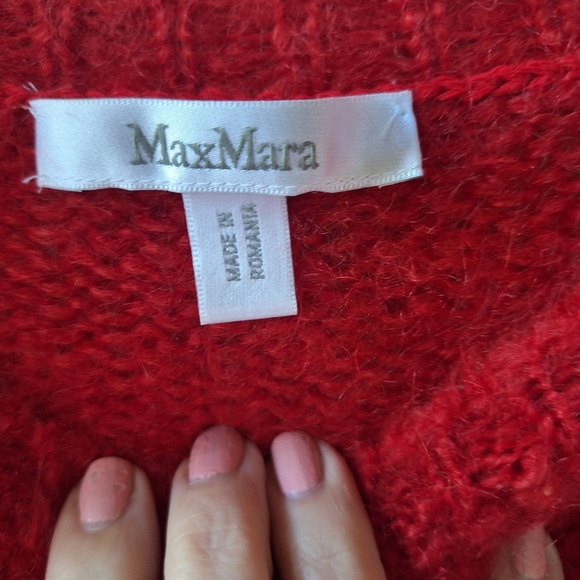 Max Mara Womens Red Mohair Wool Blend Crew Neck Sweater Size S - Picture 2 of 5